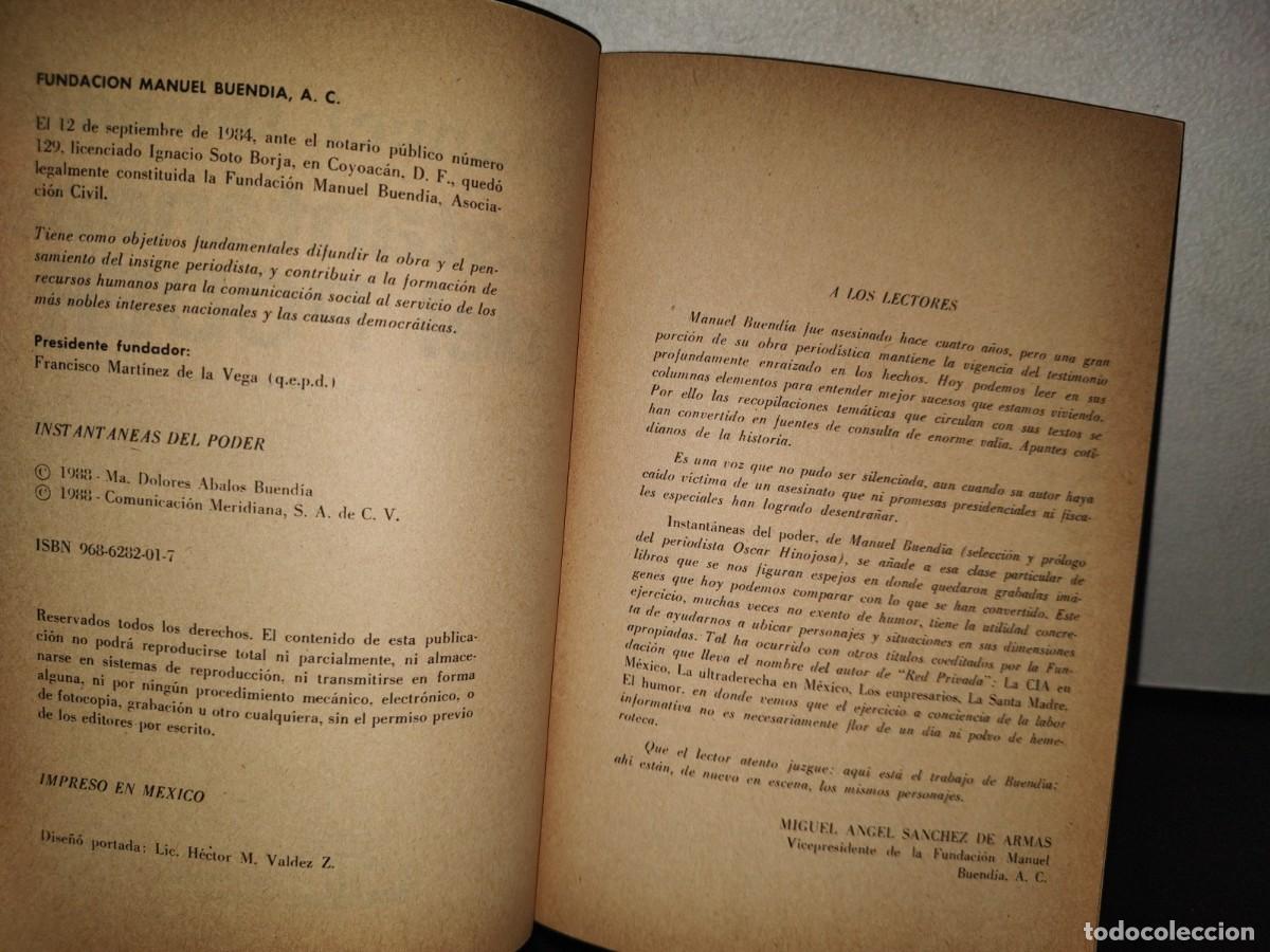 Libros de segunda mano: 204- INSTANT&Aacute;NEAS DEL PODER - MANUEL BUEND&Iacute;A - 1988 - Foto 5