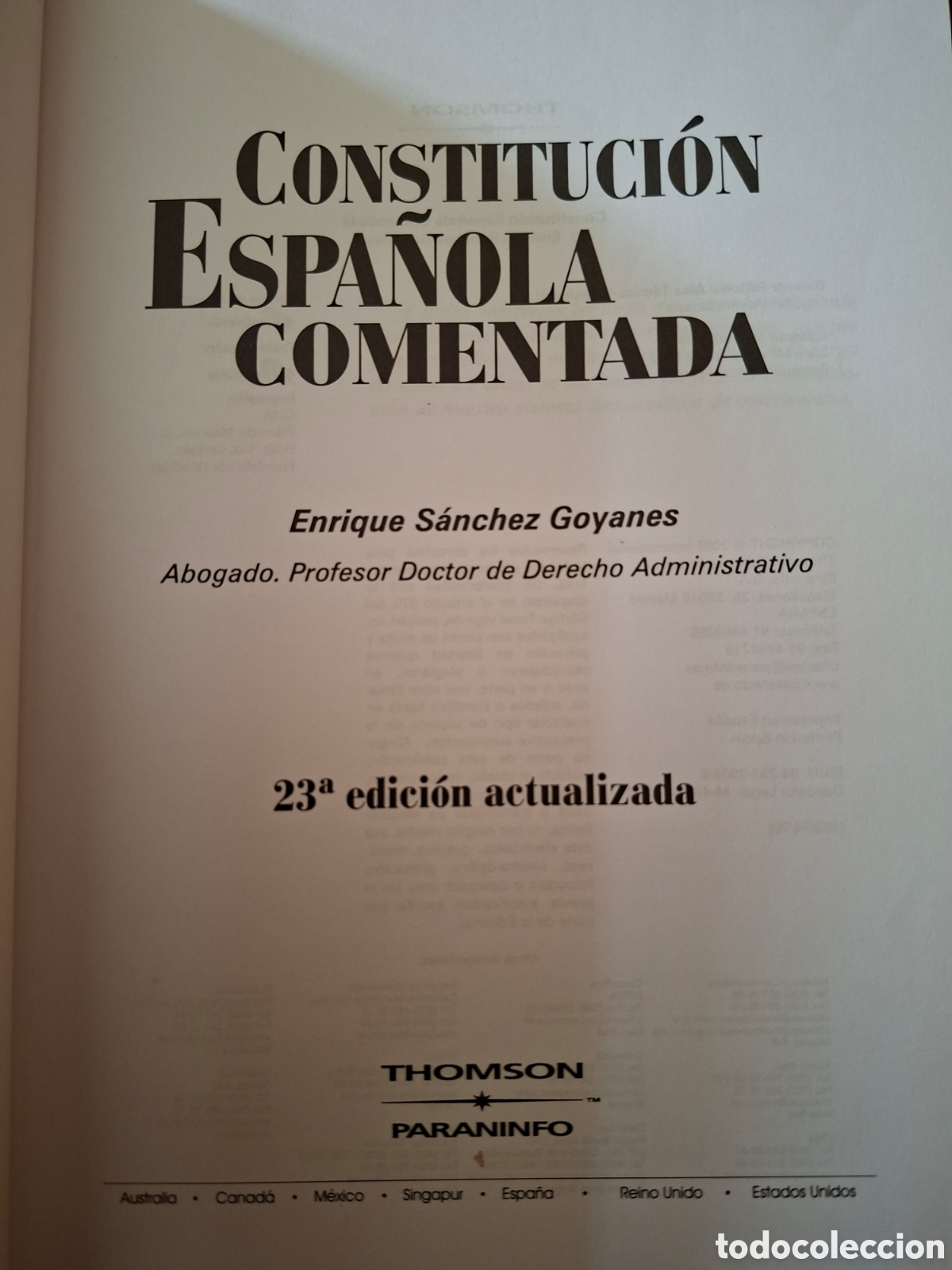 Libros de segunda mano: Constituci&oacute;n Espa&ntilde;ola Comentada / Enrique S&aacute;nchez Goyanes / Ed. Paraninfo Thomson en Madrid 2004