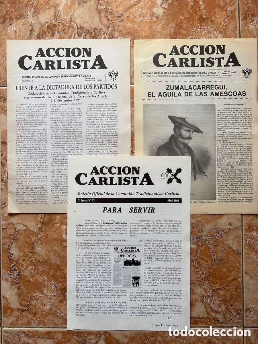 Libros de segunda mano: Lote de 3 boletines oficiales de la comuni&oacute;n tradicionalista carlista
