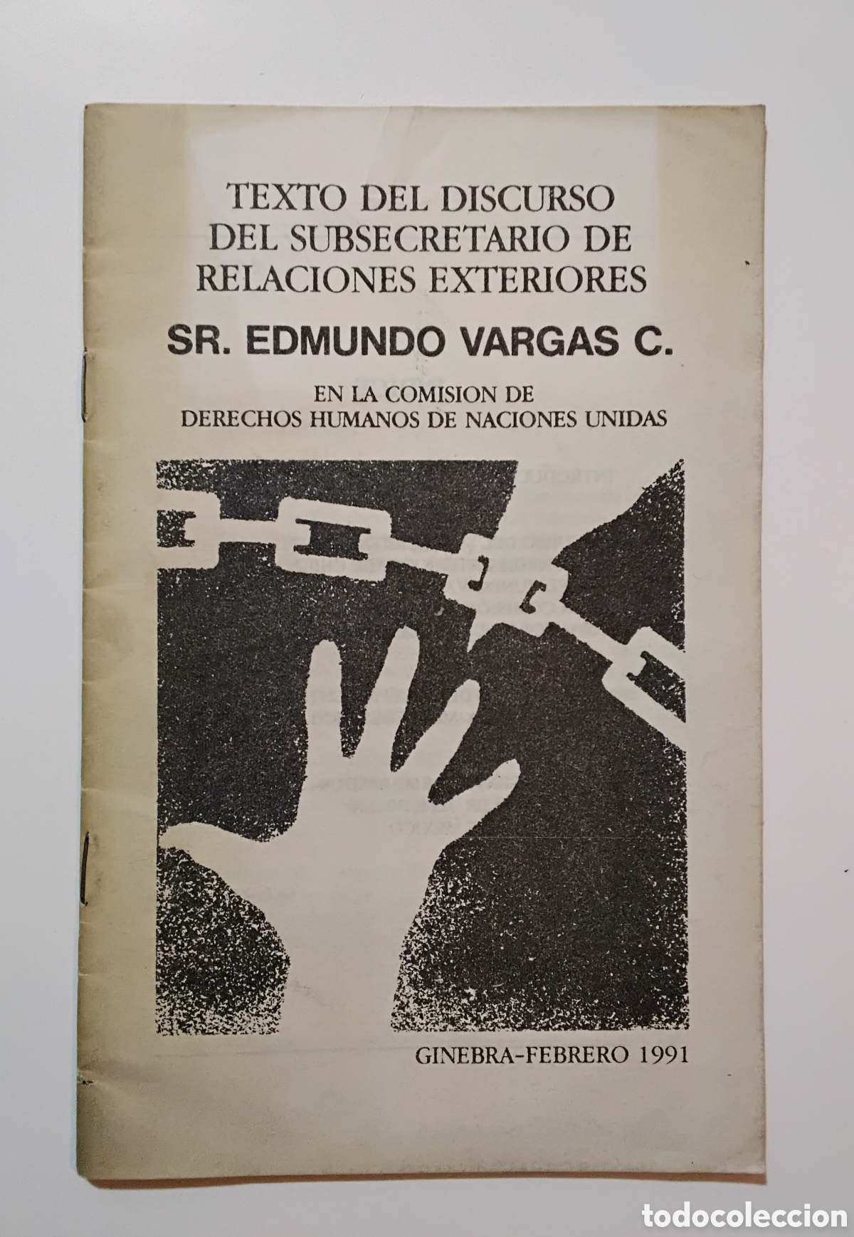 Libros de segunda mano: Edmundo Vargas Carre&ntilde;o &mdash; Texto del discurso del Subsecretario de Relaciones Exteriores. Ginebra,1991