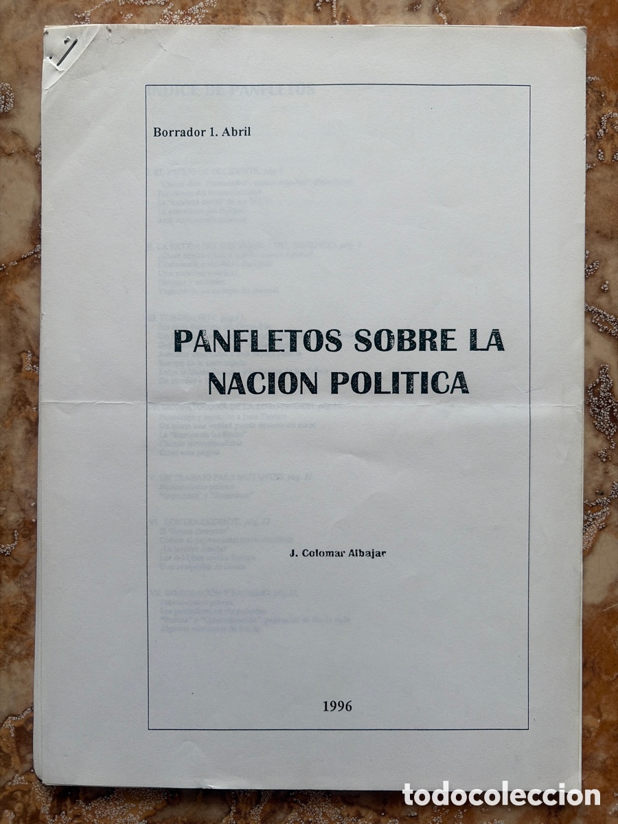 Libros de segunda mano: Panfletos sobre la naci&oacute;n pol&iacute;tica, de J. Colomar Albajar. 1996 PNR