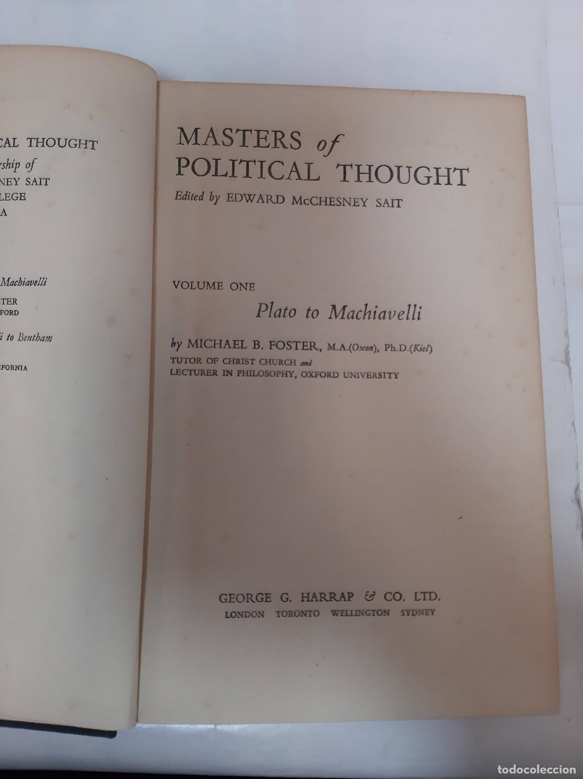 Second hand books: Masters of political thought volume one Plato to Machiavelli - Michael Foster
