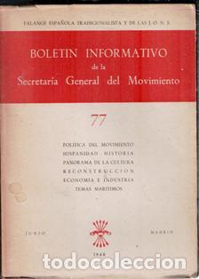 Libros de segunda mano: Bolet&iacute;n Informativo de la Secretar&iacute;a General del Movimiento. N&ordm; 77