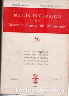 Libros de segunda mano: Bolet&iacute;n Informativo de la Secretar&iacute;a General del Movimiento. N&ordm; 56