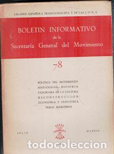 Libros de segunda mano: Bolet&iacute;n Informativo de la Secretar&iacute;a General del Movimiento. N&ordm; 78