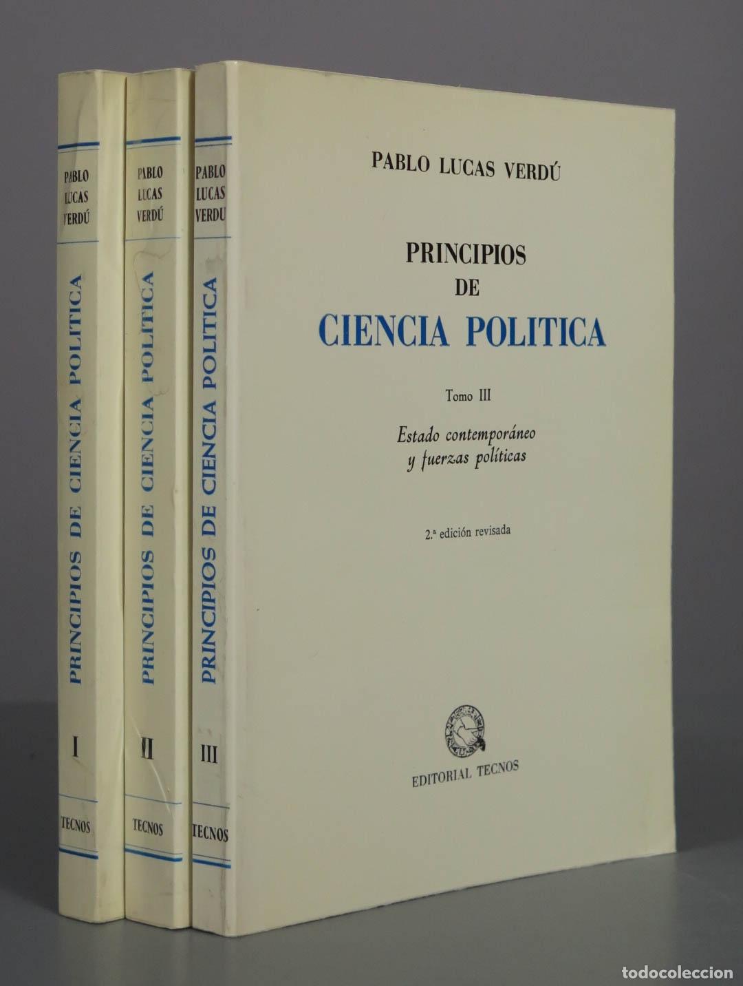 Libros de segunda mano: Principios de ciencia pol&iacute;tica - Pablo Lucas Verd&uacute; - Editorial Tecnos 3 TOMOS