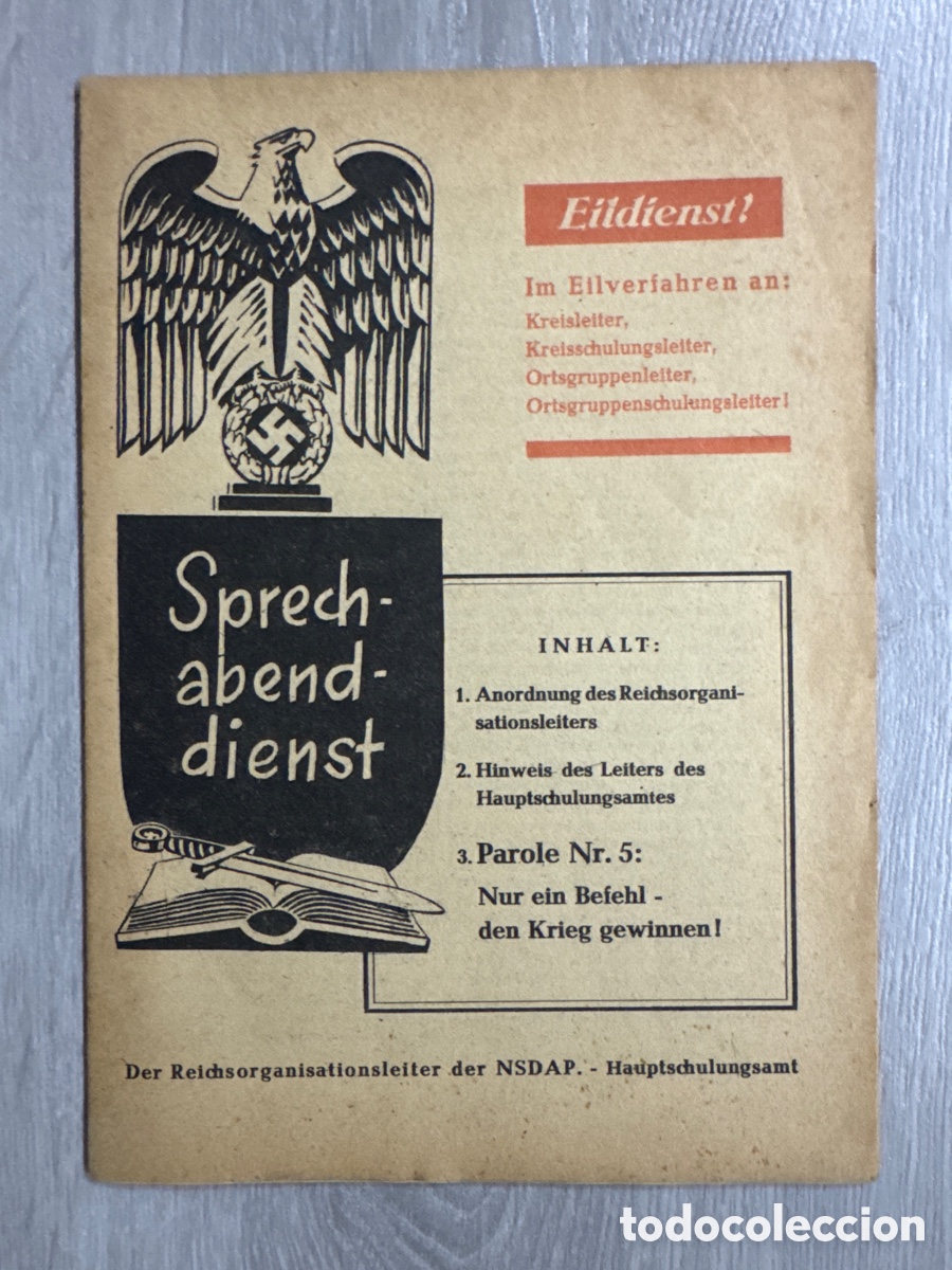 Libros de segunda mano: Sprechabenddienst Nr. 5 Juli 1944 / Original NSDAP. Hauptschulungsamt