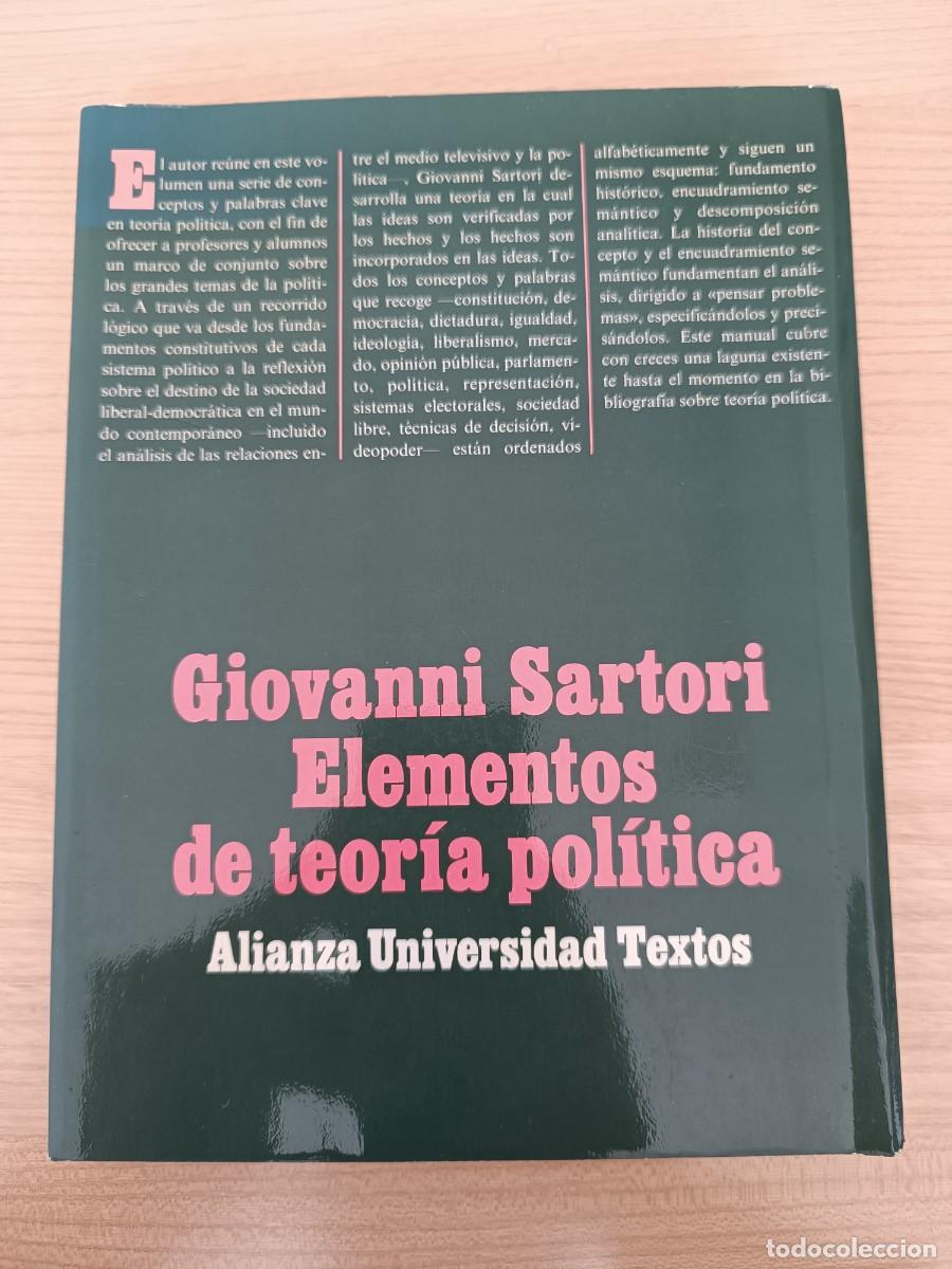Libros de segunda mano: Elementos de teor&iacute;a pol&iacute;tica - Giovanni Sartori. Alianza