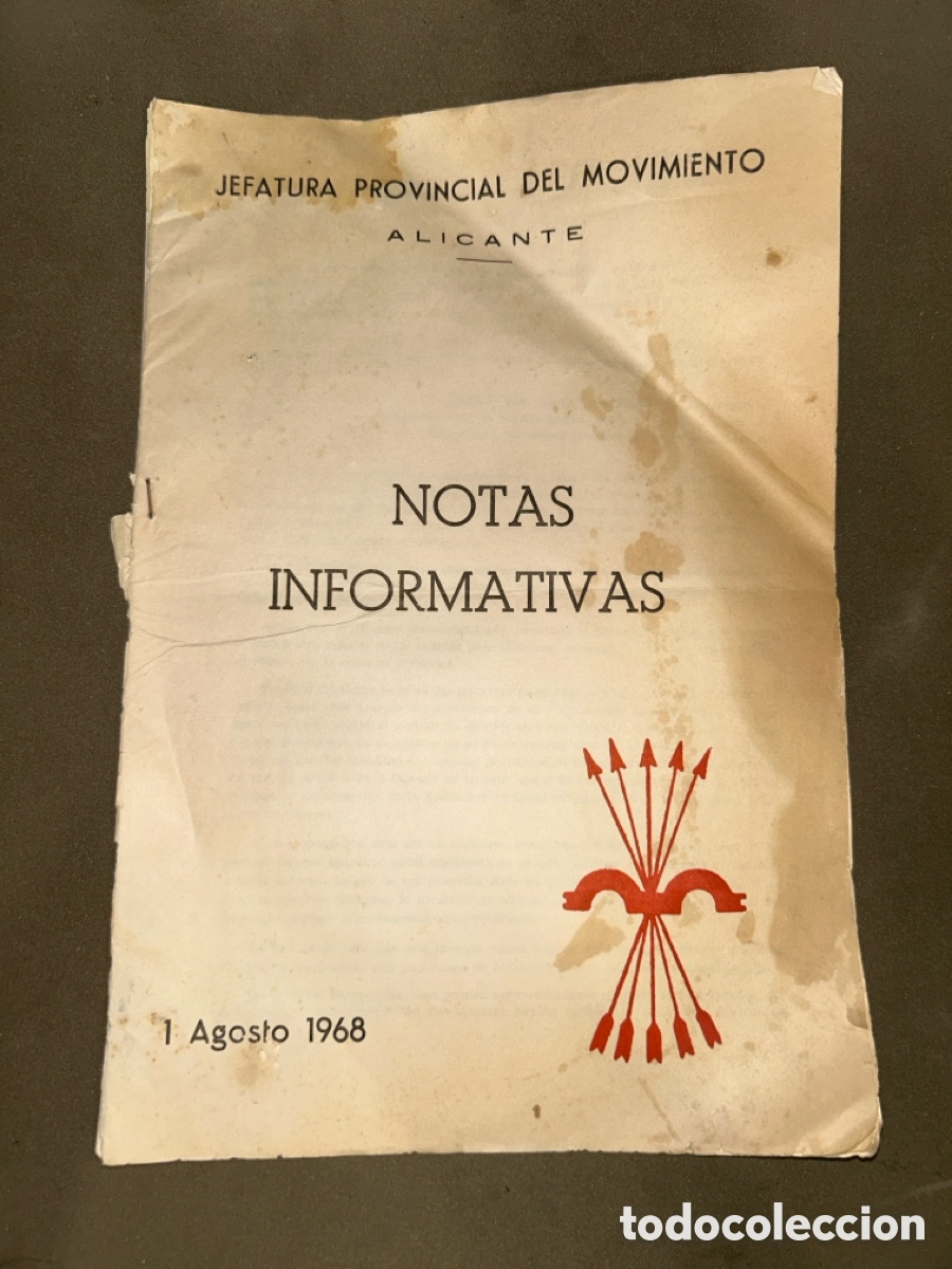 Libros de segunda mano: NOTAS INFORMATIVAS DE LA JEFATURA DEL MOVIMIENTO ALICANTE 1968