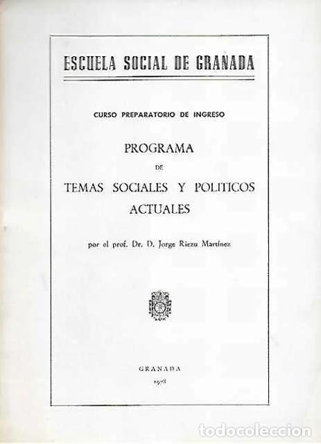 Libros de segunda mano: Escuela social de Granada - D. Jorge Riezu Mart&iacute;nez