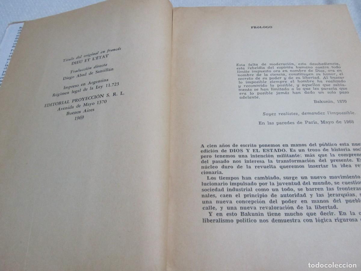 Libros de segunda mano: DIOS Y EL ESTADO, BAKUNIN, EDITORIAL PROYECCION 1969 - Foto 4