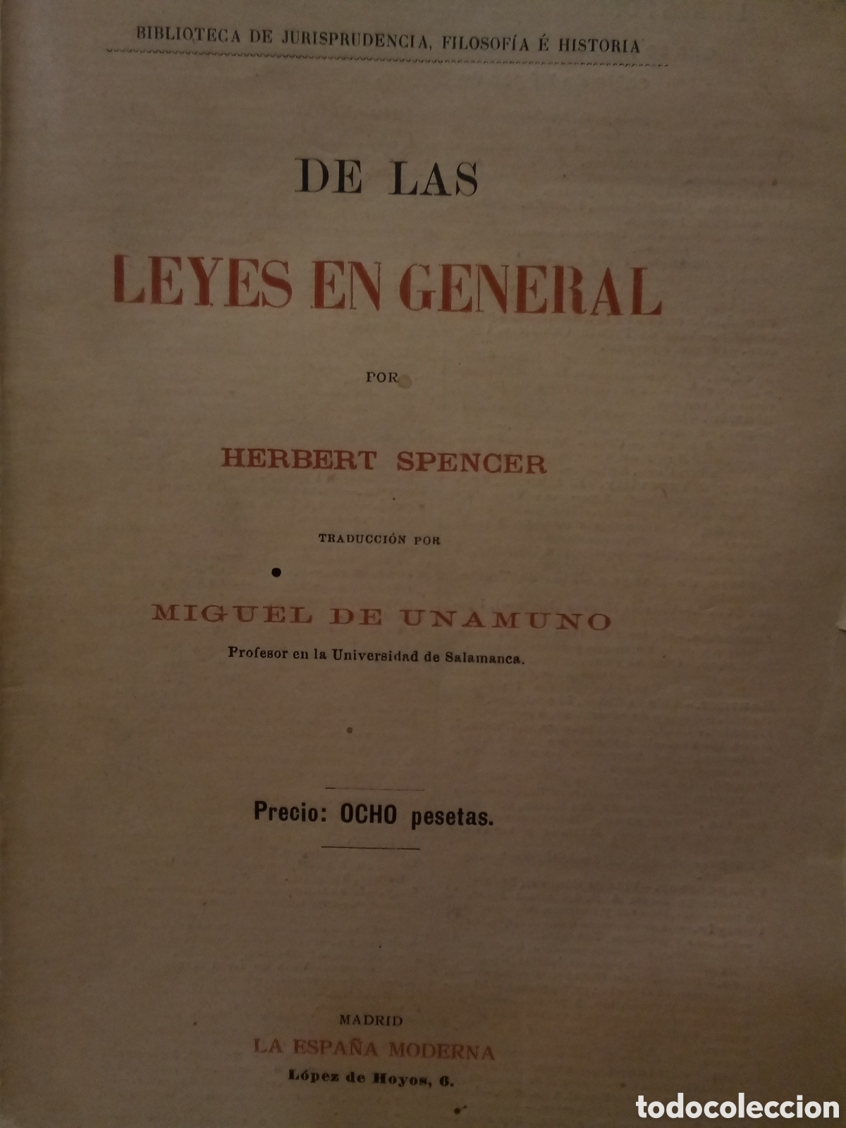 Libros de segunda mano: Herbert Spencer. De las leyes en general