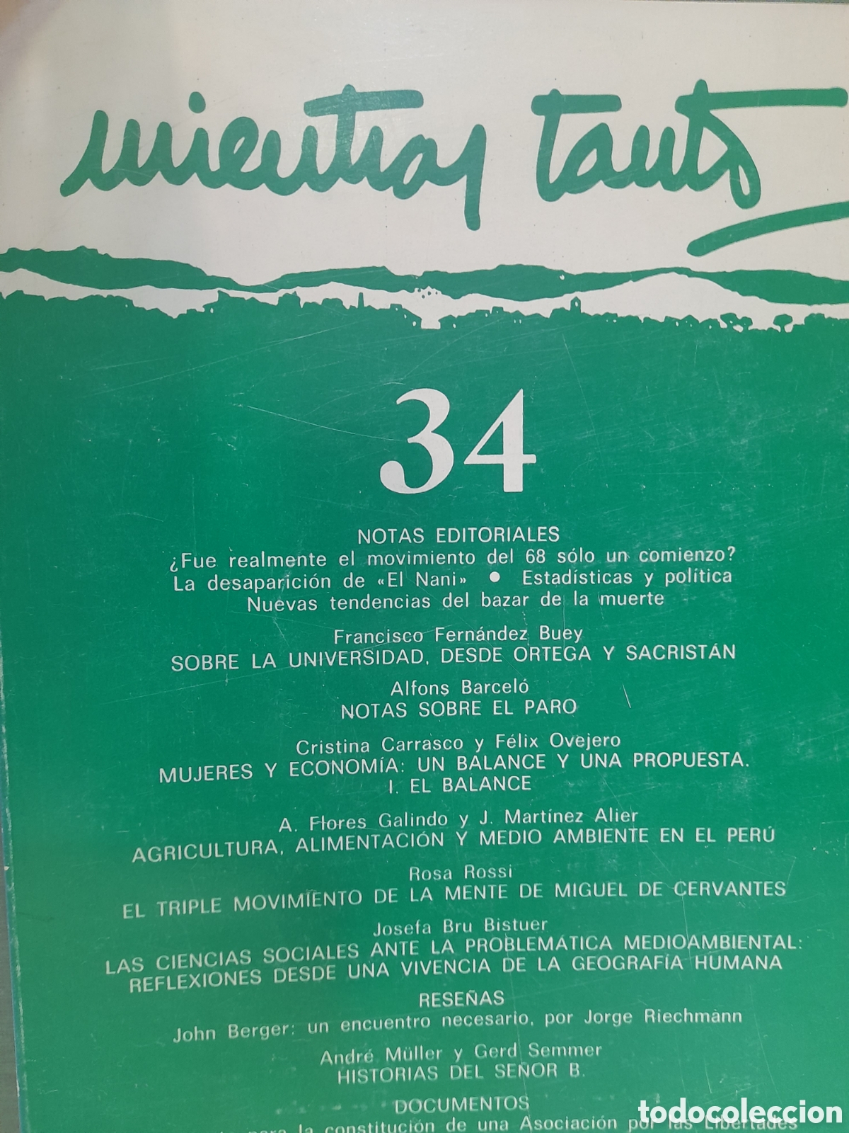 Libros de segunda mano: Revista Mientras tanto, N&uacute;m. 34, Primavera 1988