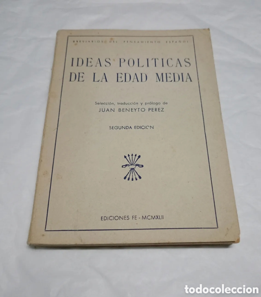 Libros de segunda mano: Ideas pol&iacute;ticas Edad Media Juan Beneyto P&eacute;rez Col Breviarios del pensamiento espa&ntilde;ol