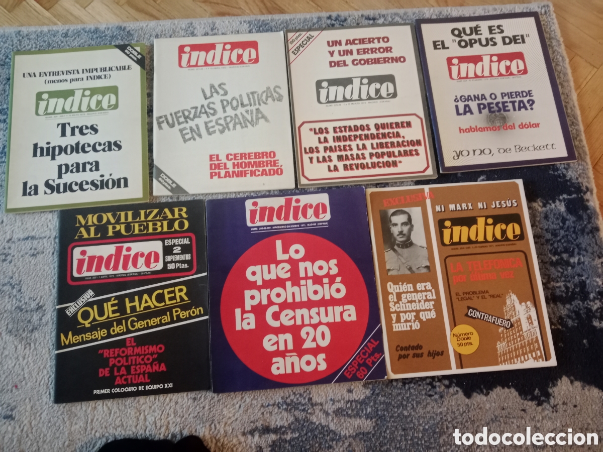 Libros de segunda mano: Revista Indice 7 n&uacute;meros