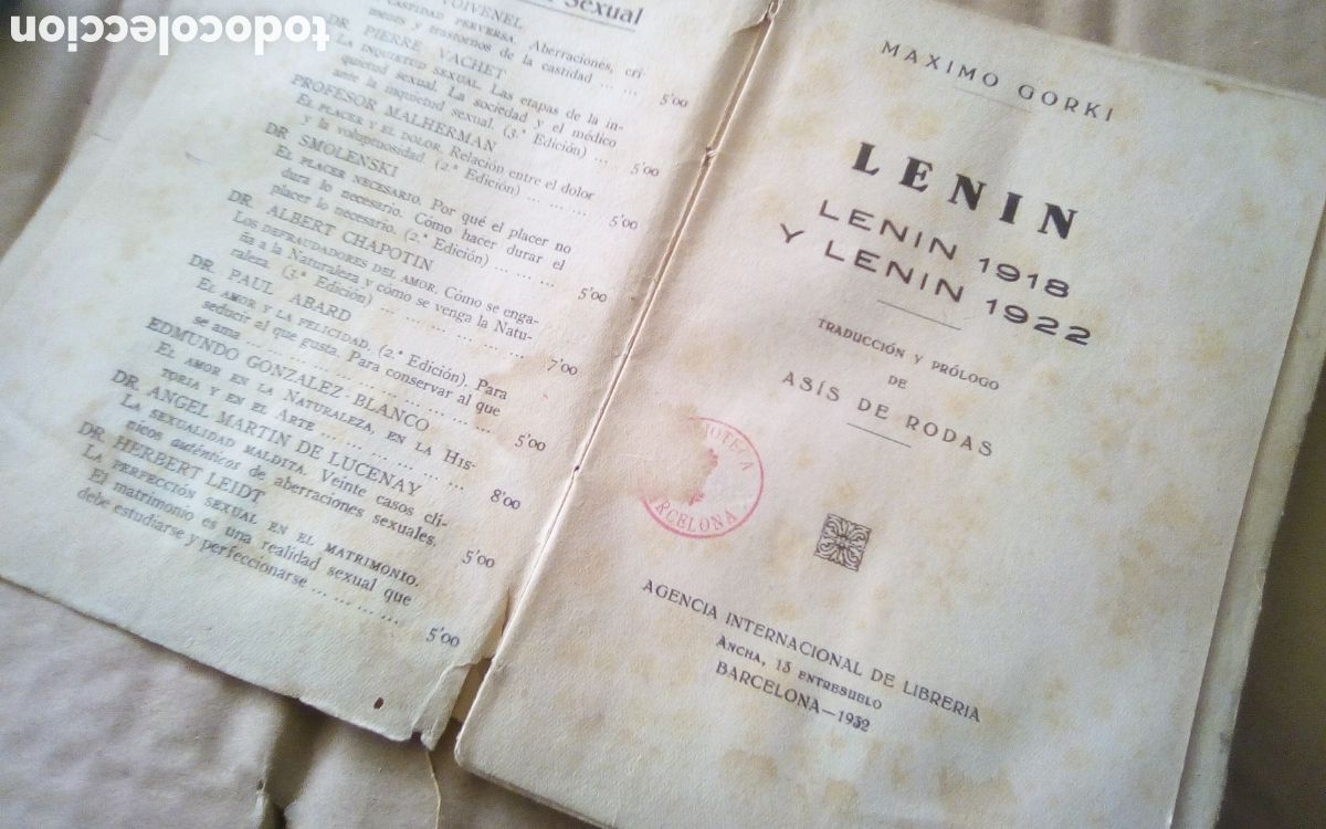 Livres d'occasion: Lenin. Lenin 1918 y Lenin 1922. As&iacute;s de Rodas. Agencia internacional de librer&iacute;a, a&ntilde;o 1932. Ver foto