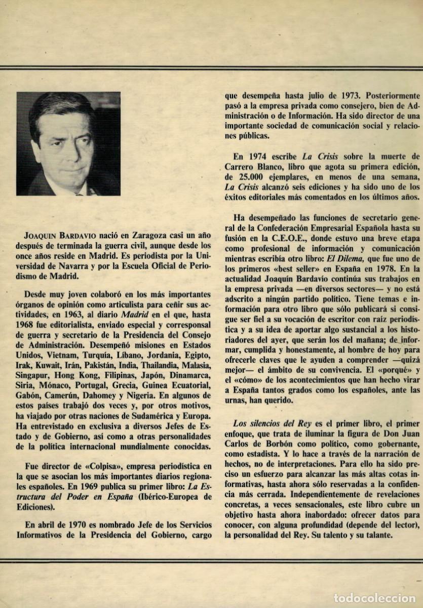 Libros de segunda mano: Joaqu&iacute;n Bardav&iacute;o, Los silencios del Rey - Foto 2