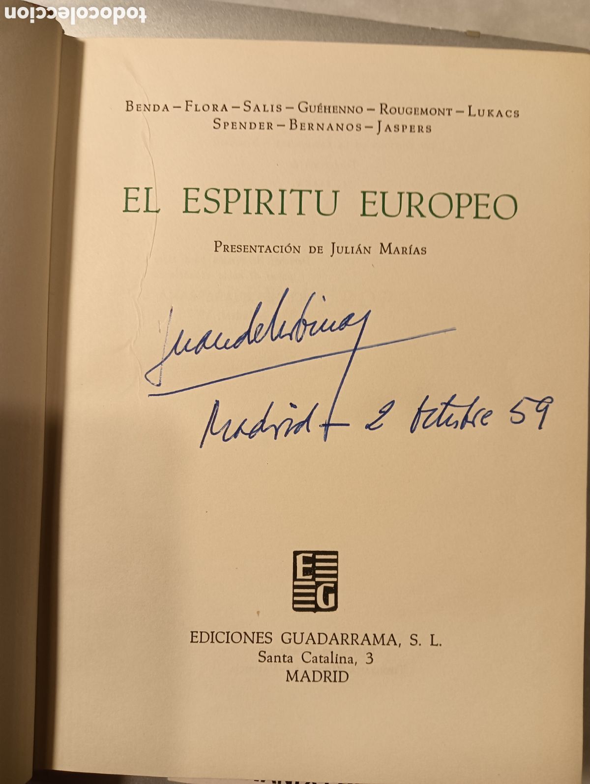 Livres d'occasion: EL ESPIRITU EUROPE, PRESENTACION DE JULIAN MARIAS