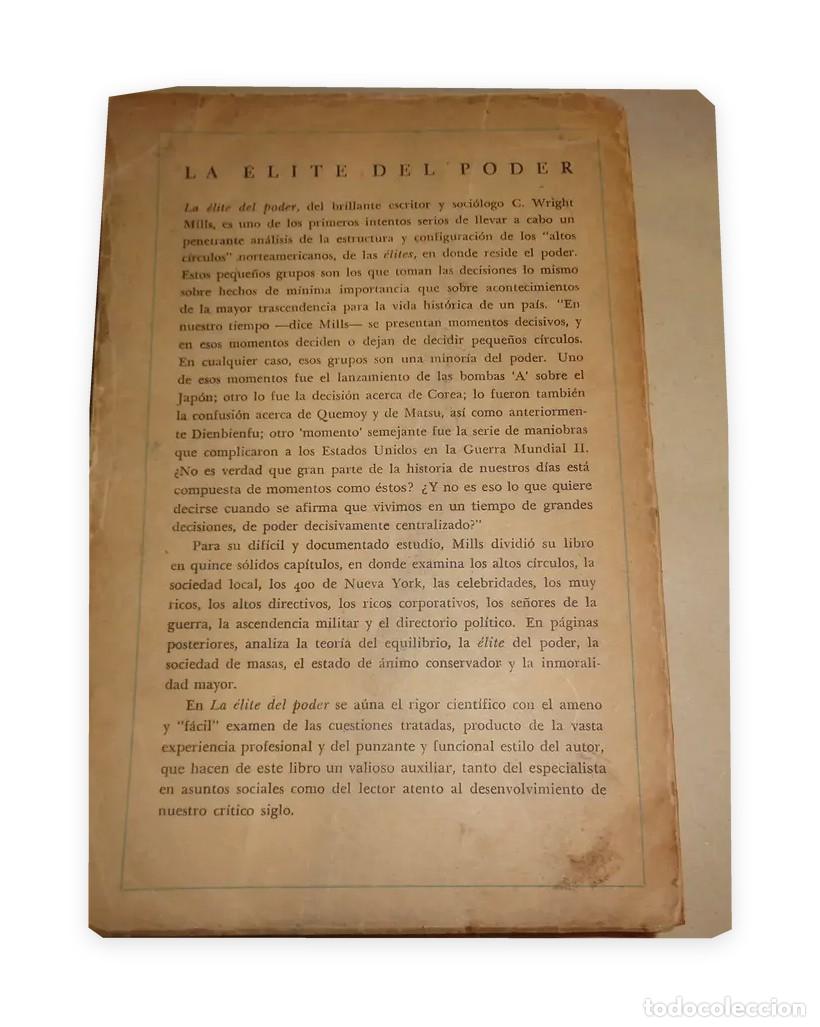 Libros de segunda mano: C. Wright Mills &ndash; La &eacute;lite del poder &ndash; FCE LM - Foto 2