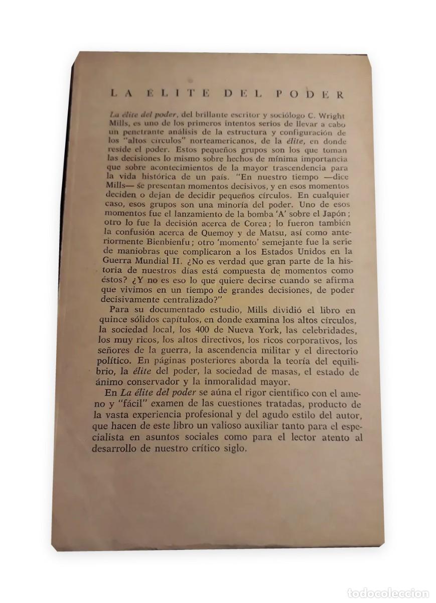 Libros de segunda mano: C. Wright Mills &ndash; La &eacute;lite del poder &ndash; FCE &ndash; 1963 LM - Foto 2