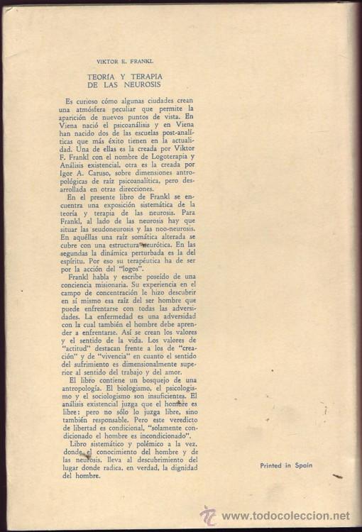 Libros de segunda mano: TEORIA Y TERAPIA DE LAS NEUROSIS. Viktor E. Frankl. - Foto 2