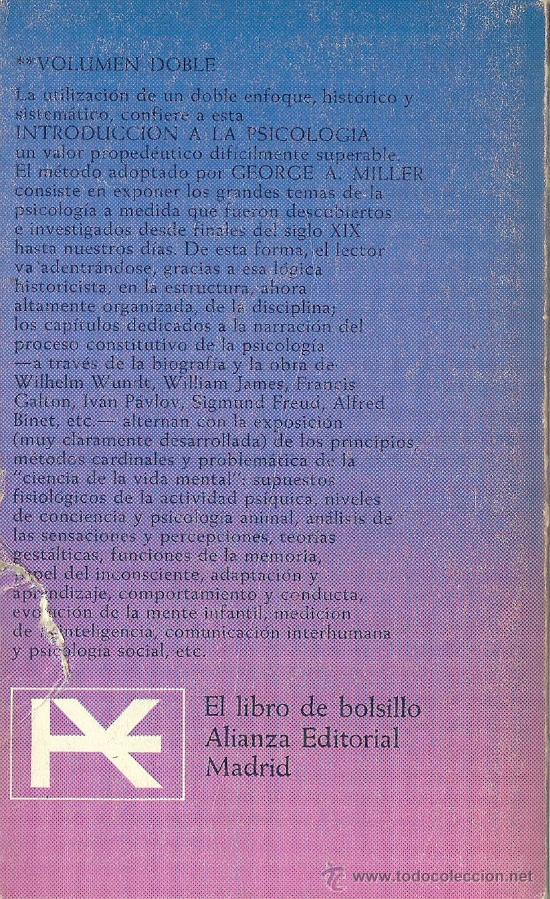 Libros de segunda mano: INTRODUCCI&Oacute;N A LA PSICOLOG&Iacute;A / GEORGE A. MILLER - Foto 2