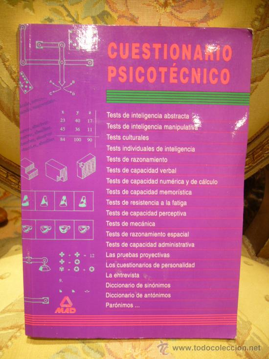 Libri di seconda mano: CUESTIONARIO PSICOTECNICO MAD. 1&ordf; EDICION 1.991.