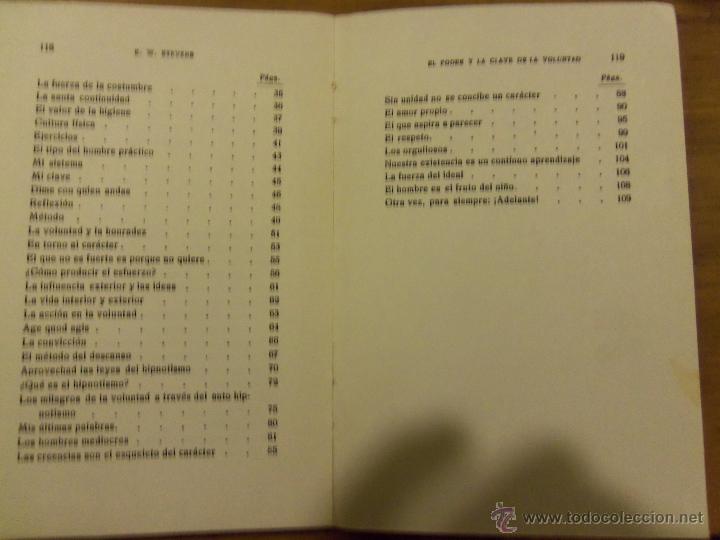 Libros de segunda mano: EL PODER Y LA CLAVE DE LA VOLUNTAD, por E. W. Stevens - SINTES - Espa&ntilde;a - 1962 - RARO! - Foto 3