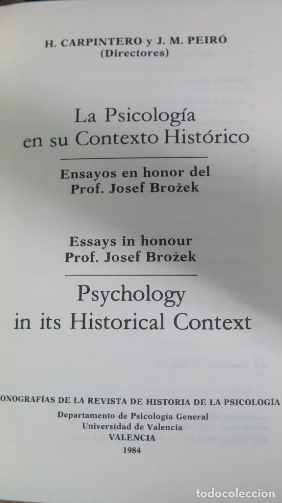 Libros de segunda mano: LA PSICOLOGIA EN SU CONTEXTO HISTORICO. VV.AA - Foto 2