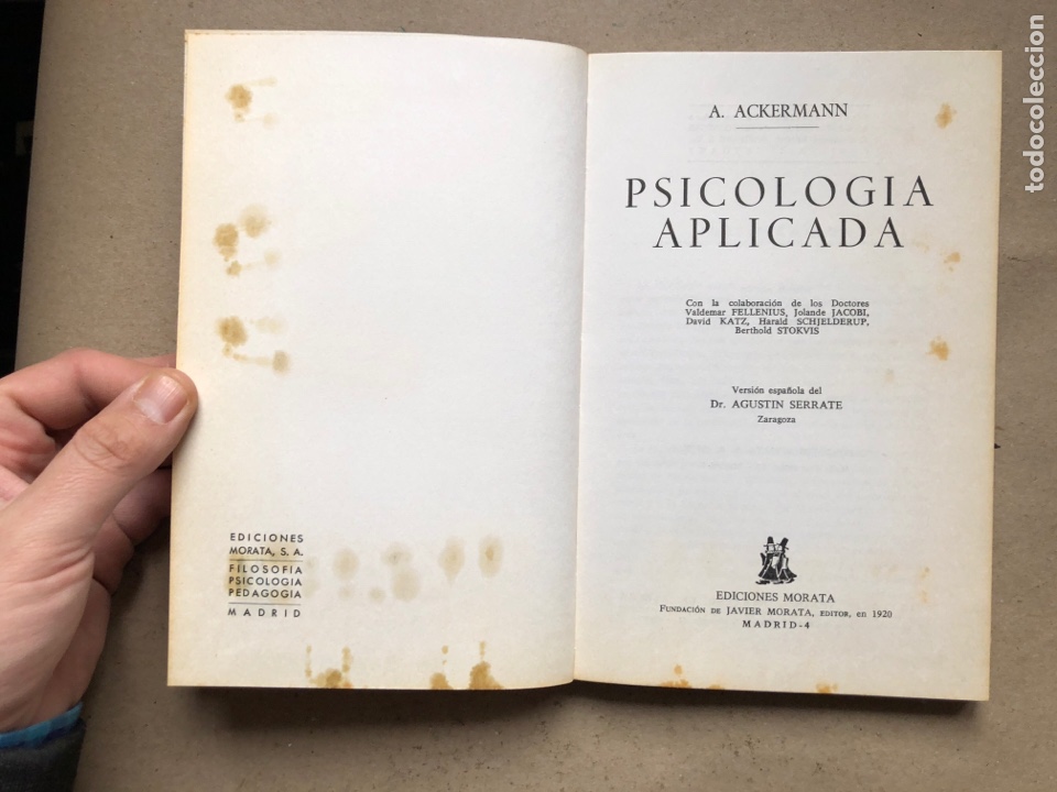 Libros de segunda mano: PSICOLOG&Iacute;A APLICADA. A. ACKERMANN. EDICIONES MORATA 1970. - Foto 2