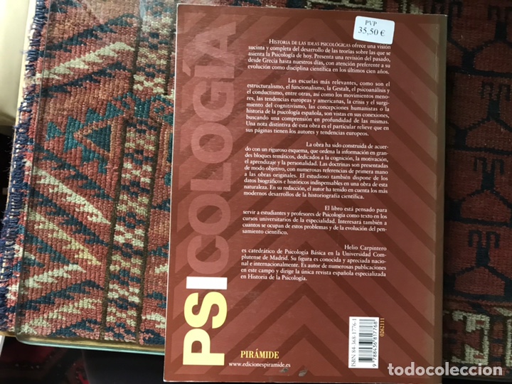 Libros de segunda mano: Historia de las ideas psicol&oacute;gicas. Helio Carpintero. Dif&iacute;cil - Foto 2