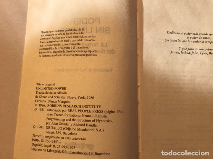 Libros de segunda mano: Poder sin l&iacute;mites. Anthony Robbins - Foto 3