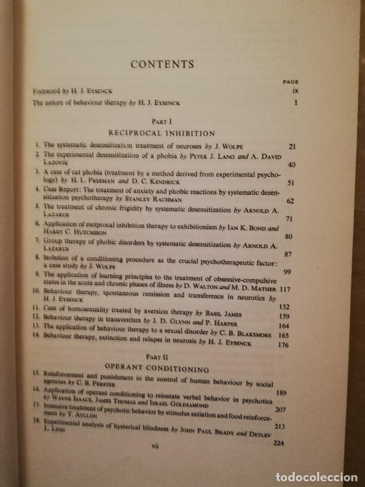 Libros de segunda mano: EXPERIMENTS IN BEHAVIOUR THERAPY (EDITED BY H. J. EYSENCK) PERGAMON - Foto 3