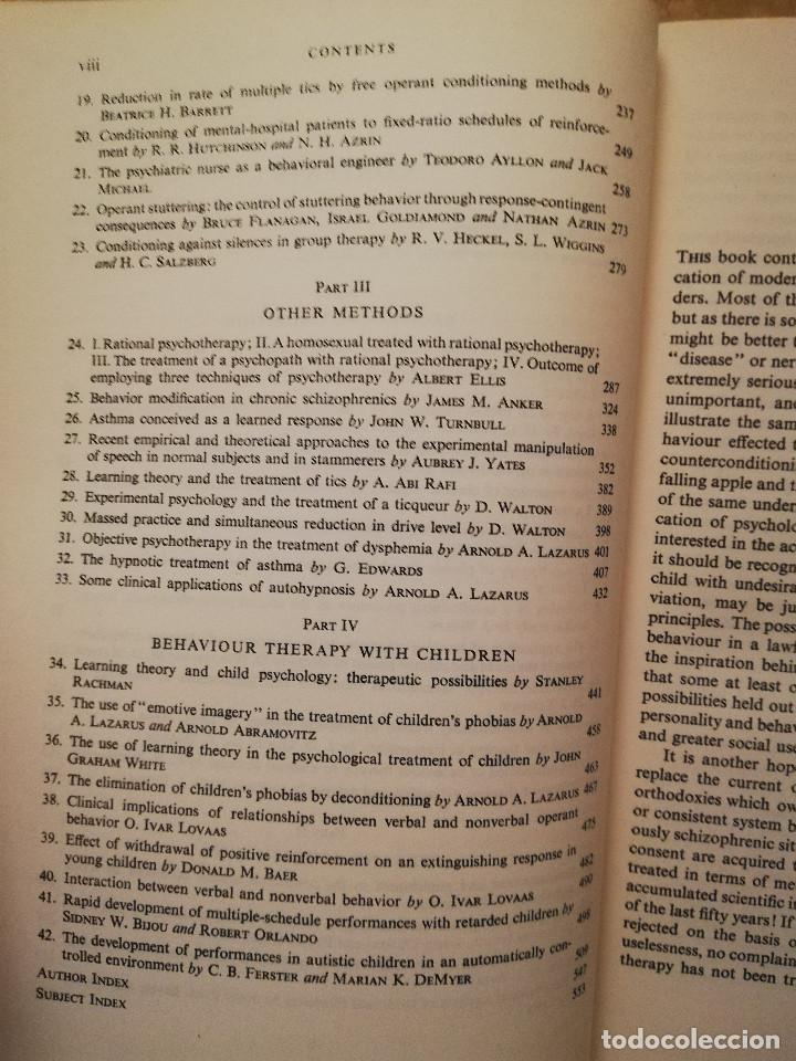 Libros de segunda mano: EXPERIMENTS IN BEHAVIOUR THERAPY (EDITED BY H. J. EYSENCK) PERGAMON - Foto 4