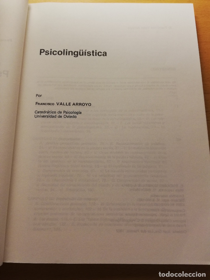 Libros de segunda mano: PSICOLING&Uuml;&Iacute;STICA (F. VALLE ARROYO) EDICIONES MORATA - Foto 2