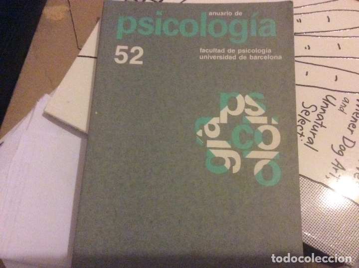Gebrauchte B&uuml;cher: Anuario de Psicolog&iacute;a N&ordm; 52  Departamento de Psicolog&iacute;a de la Universidad de Barcelona