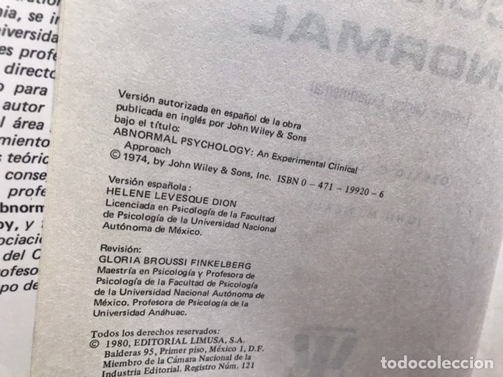 Libros de segunda mano: Psicolog&iacute;a de la conducta anormal. Gerald G. Davison - Foto 7