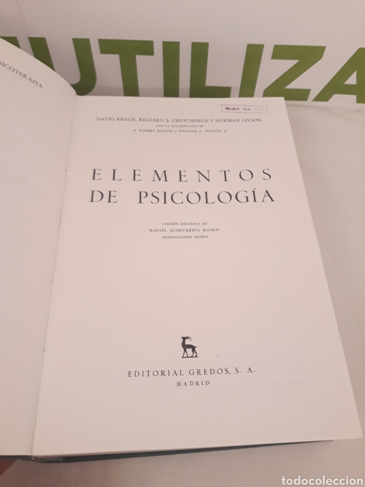 Libros de segunda mano: Elementos de psicologia.editorial gredos. - Foto 2