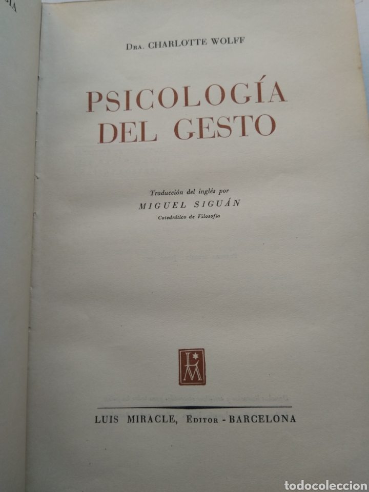 Libros de segunda mano: PSICOLOG&Iacute;A DEL GESTO/CHARLOTTE WOLF - Foto 2