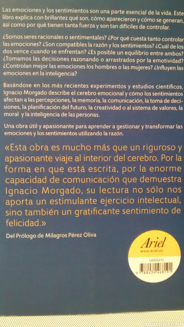 Libros de segunda mano: EMOCIONES E INTELIGENCIA SOCIAL DE IGNACIO MORGADO (ARIEL) - Foto 2