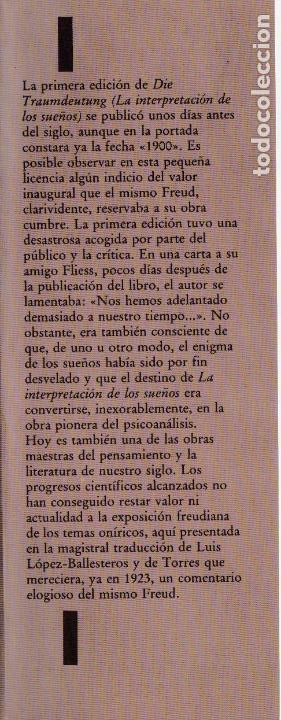 Libros de segunda mano: La Interpretaci&oacute;n de los sue&ntilde;os / Sigmund Freud - Foto 3
