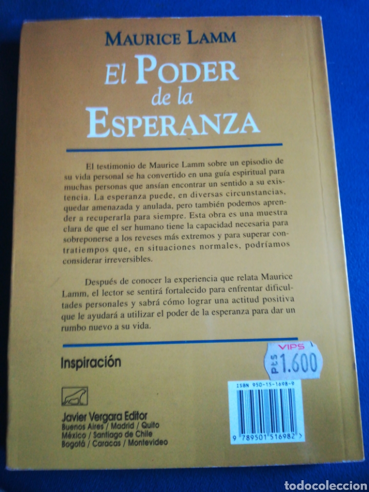 Libros de segunda mano: El poder de la Esperanza lo esencial de la vida y del amor Maurice Lamm 1997 - Foto 2