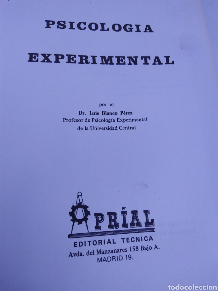 Libros de segunda mano: Psicolog&iacute;a Experimental Luis Blanco P&eacute;rez 1970 - Foto 2