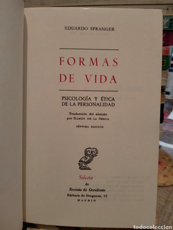 Libros de segunda mano: EDUARD SPRANGER. FORMAS DE VIDA .REVISTA DE OCCIDENTE - Foto 2