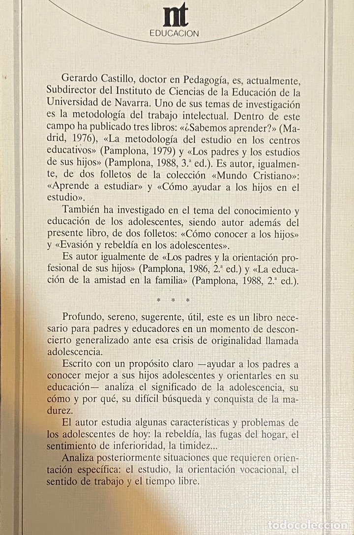 Libros de segunda mano: LOS ADOLESCENTES Y SUS PROBLEMAS. Gerardo Castillo. - Foto 2
