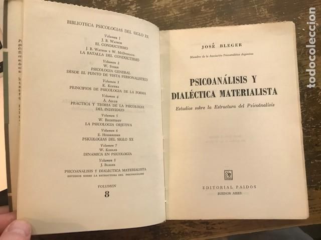 Libros de segunda mano: Psicoan&aacute;lisis y dial&eacute;ctica materialista, Jose Bleger - Foto 5