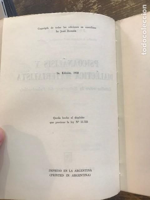 Libros de segunda mano: Psicoan&aacute;lisis y dial&eacute;ctica materialista, Jose Bleger - Foto 6