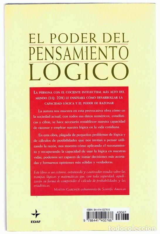 Libros de segunda mano: EL PODER DEL PENSAMIENTO L&Oacute;GICO MARILYN VOS SAVANT - Foto 2