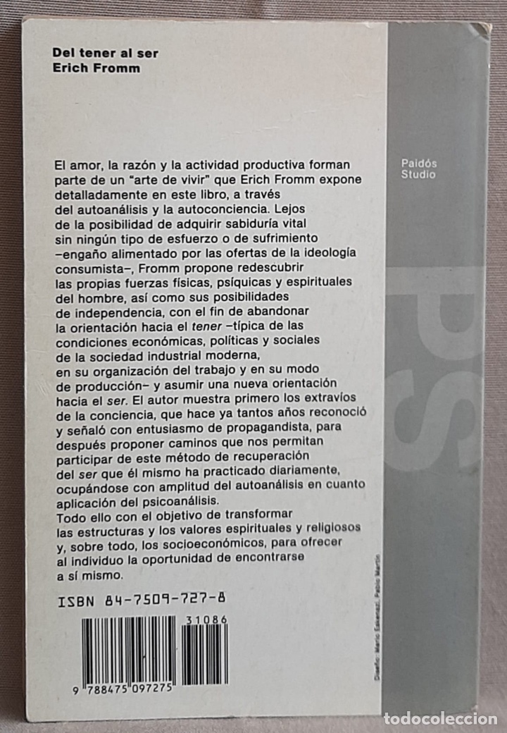 Libros de segunda mano: Del tener al ser-Erich Fromm. - Foto 2
