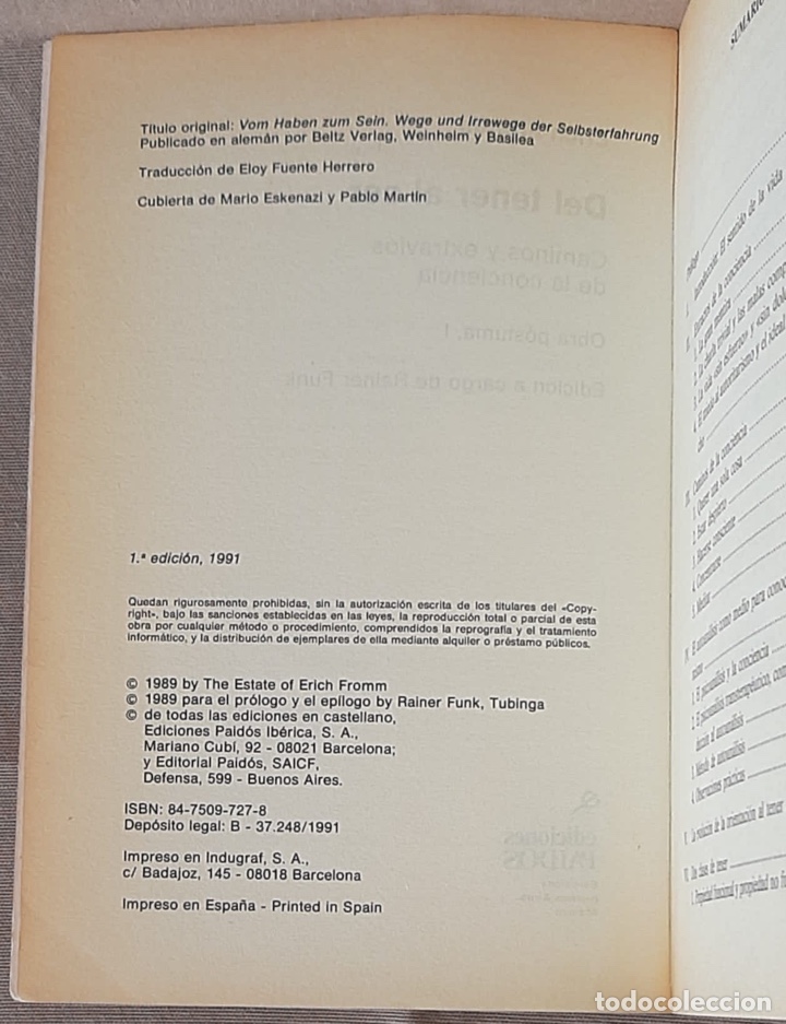 Libros de segunda mano: Del tener al ser-Erich Fromm. - Foto 3
